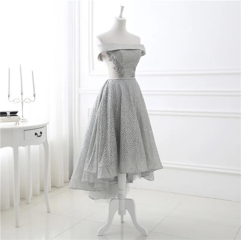 white and silver short dress