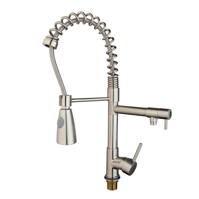 OUBONI New Swivel Spout Nickel Brushed Bathroom Basin and single Lever Kitchen Faucet Kitchen Mixer Tap
