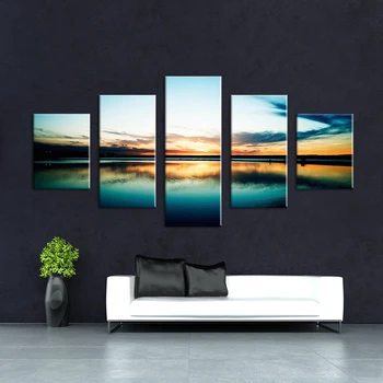 5 paneles La Paisaje del mar de Arte Moderno de la lona de la pared pinturas cuadros decorative impresiones de la lona pinturas para pared de salón