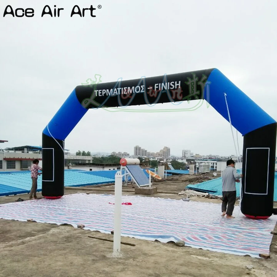 

8x4 m High quality blue black inflatable arch,tower start finish line archway gantry with removable banners for sale