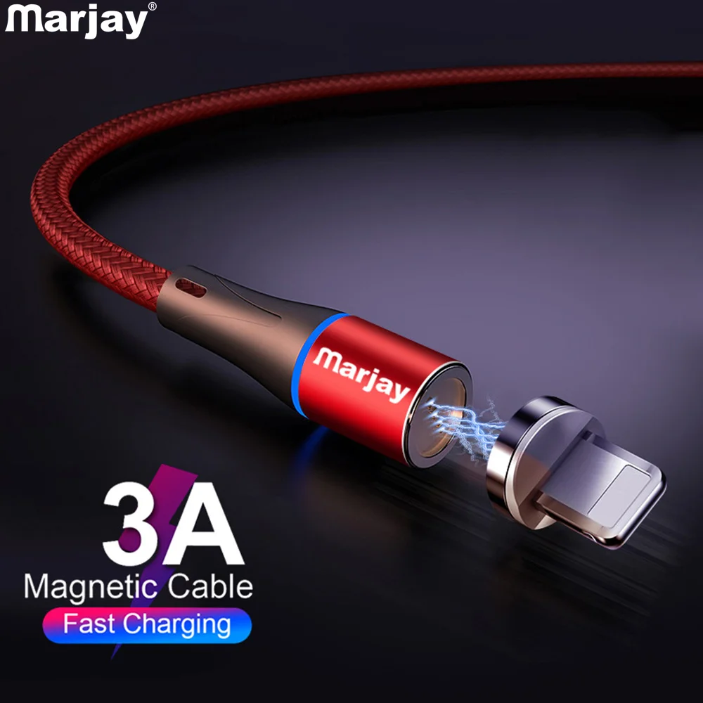 Магнитный кабель Marjay для iPhone XR XS Max X 6 6s 7 8 Plus 5 SE быстрое зарядное устройство iPad