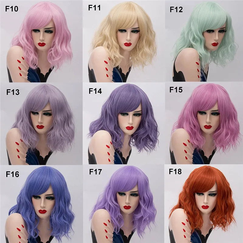 MSI Wigs два тона Короткие Косплей парики для женщин розовый белый волнистые Ombre парик с челкой Фиолетовый Омбре натуральные синтетические волосы парики