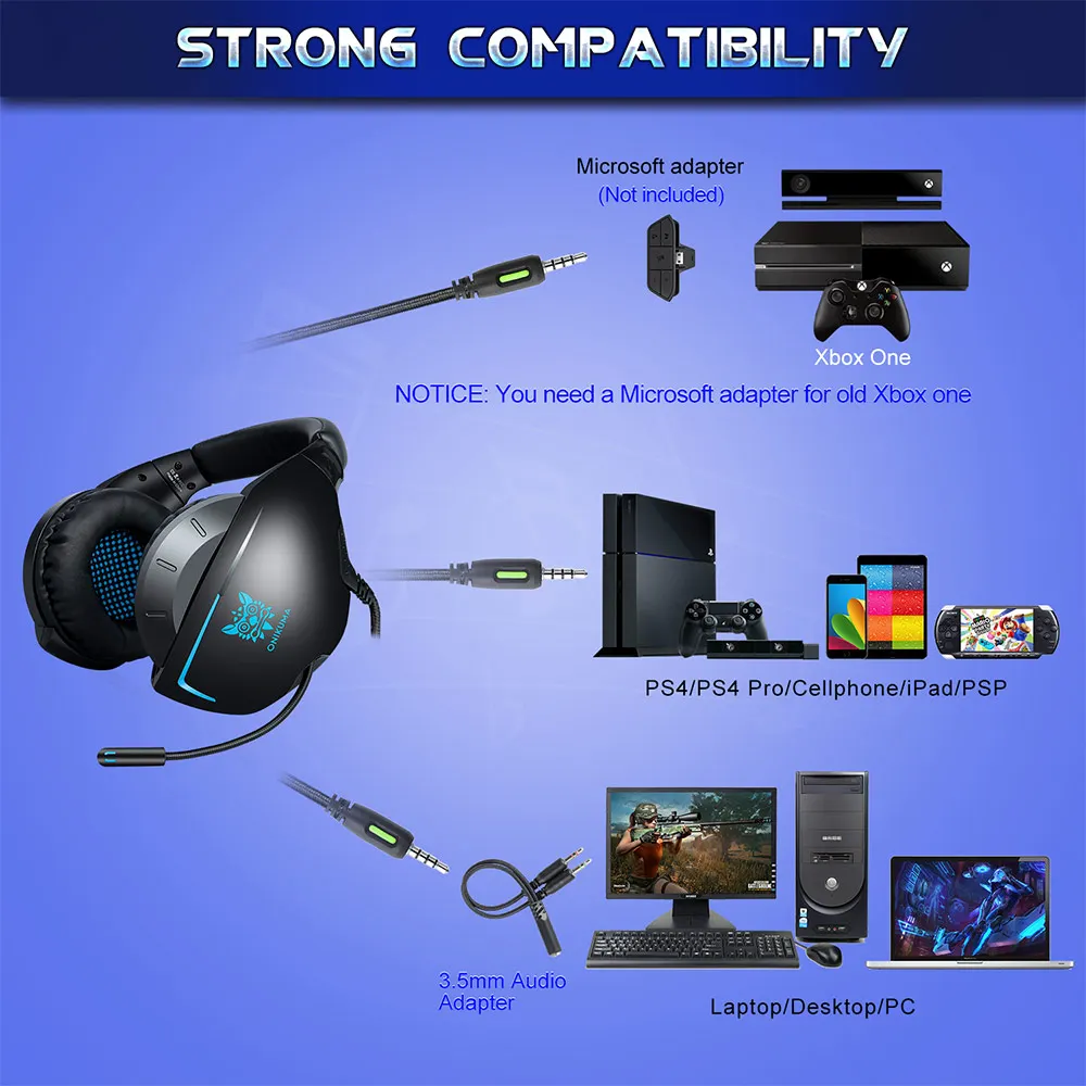 Caseier PS4 Проводная игровая гарнитура PC стереосистема Heaedset наушники с микрофоном