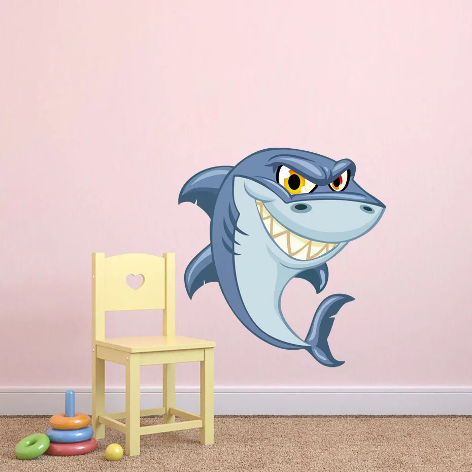 Shark Sea Life Color Wall Stickers For Kids Rooms Nursery Removable