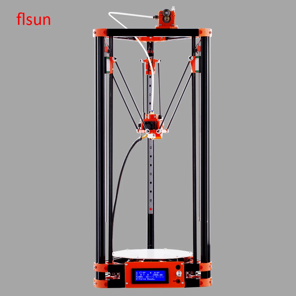 2017 LCD Diy FLSUN 3d Metal Printer, Large Printing Size 3d-Printer Delta Kossel 3d Printer Kit One Roll Filament SD Card