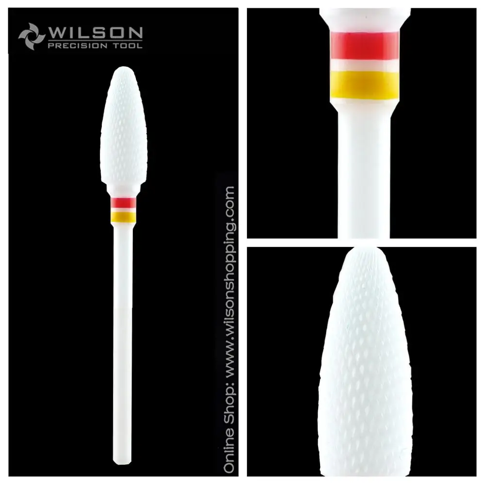 

Bullet Shape - Double Fine - White Solid Ceramic - (6300801) - WILSON Ceramic Nail Drill Bit & Zirconia Ceramic Dental Burs