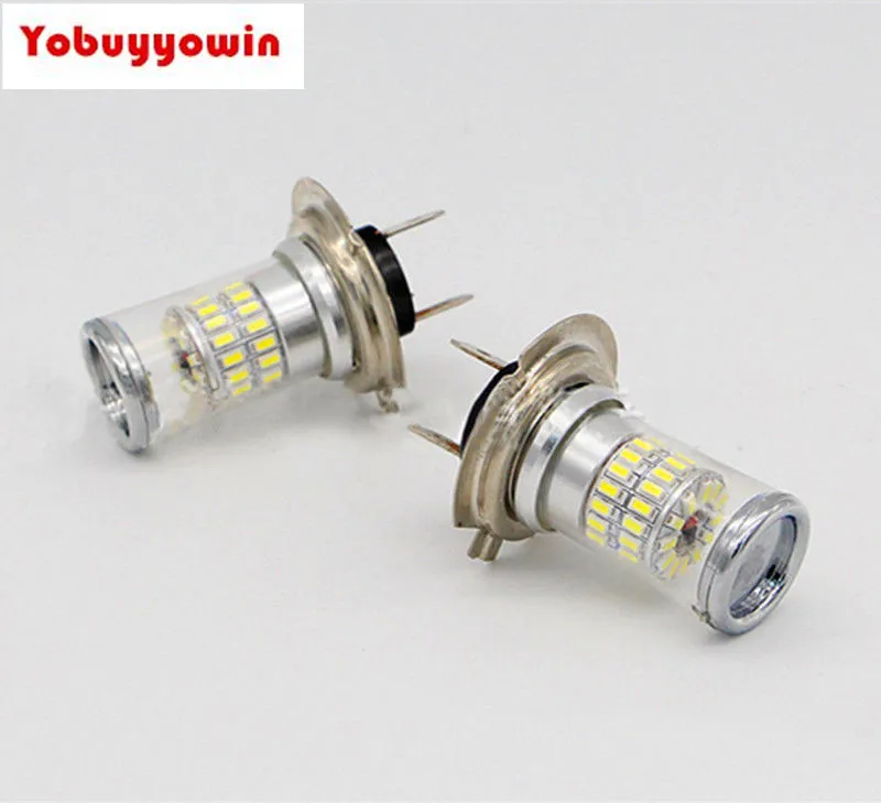 

2 Xenon White 48-SMD H7 LED Bulbs Reflector Mirror Motorcycle Headlights Fog Light Car Auto Daytime Running Lamps