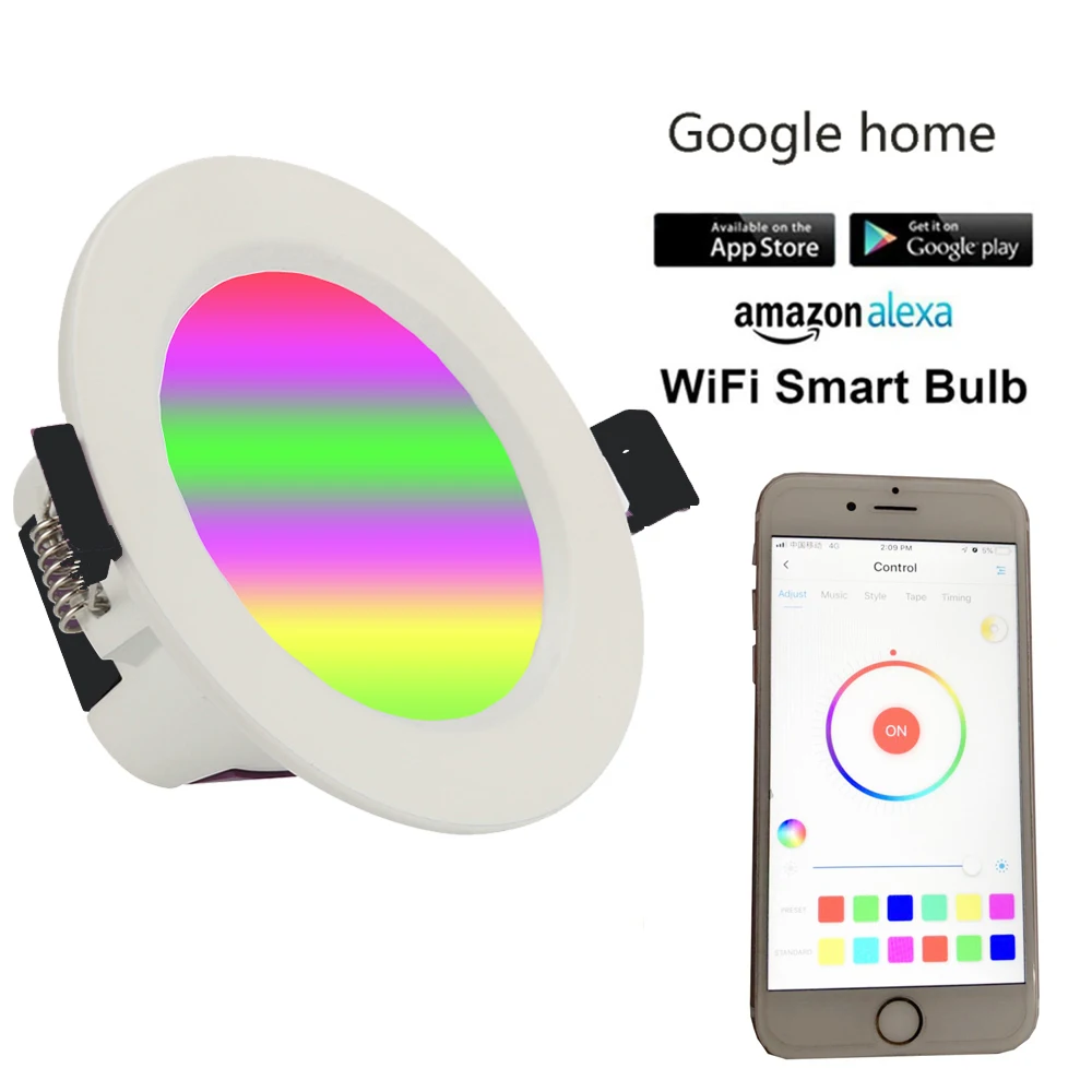 Умный домашний светильник, лампа 7 Вт, работает с Google home, Alexa Techlife, управление RGB, многоцветный, энергосберегающий, умный светильник для сцены