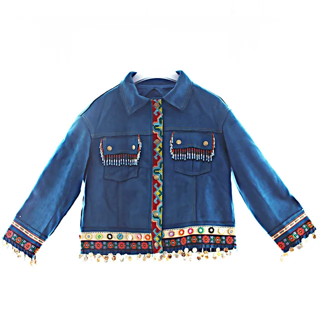 Free shipping fashion suede beaded embroidery coat for women national Free shipping fashion suede beaded embroidery coat for women national