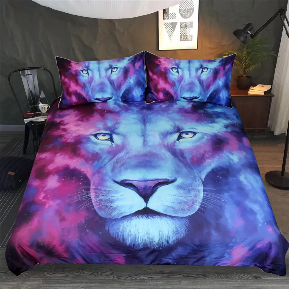 

Wongs Bedding 3d Lion Printed Comforter Bedding Sets Queen King Twin Full Size Bedclothes Duvet Cover bedlinen 3pcs