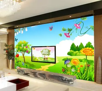 

3d wallpaper custom mural non-woven Modern rural watercolor sitting room TV setting wall flower photo wallpaper for walls 3d