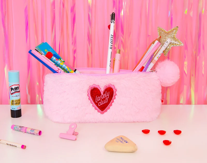 Для женщин плюшевые косметички сумочки для макияжа для студентов для девочек милый розовый школьный пенал сумка офиса Pencilcase мешок ручки