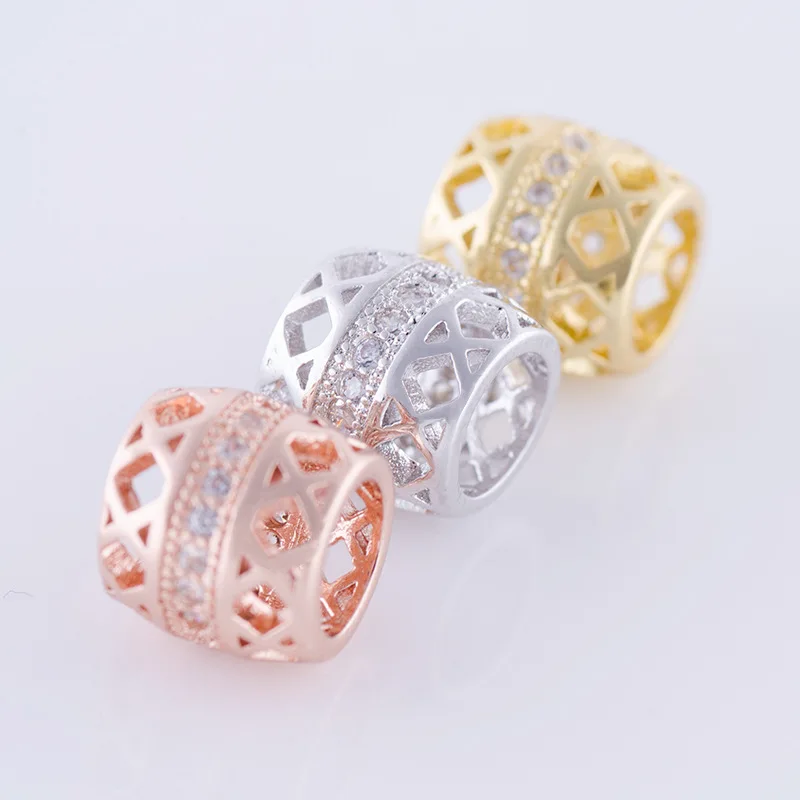 

3 Color Fashion Micro Pave Zircon Accessories Round Bead Brass Beads & Jewelry Making material Charms For Bracelet Free Shipping