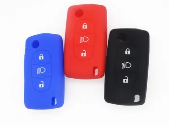 

AUTEWODE 3 Buttons Soft Silicone Rubber Car Key Cover Case Shell Skin Protector Fob For Citroen C2 C3 C4 Picasso Xsara C5 C6 C8