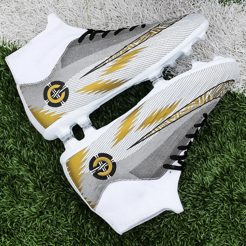 

FAN PAO High Top AG School Student Kid Children Boy Girl Football Training Shoeshigh Long Spikes Cleats Classic Soccer Sneakers