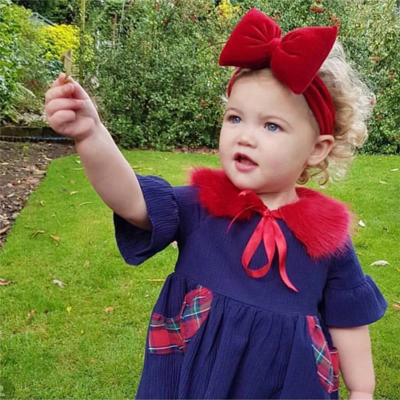 

5'' Big Floppy Velvet Bow Headband For Kids 2018 Solid Elastic Hair Band Children Girls Large Bows Hair Accessories