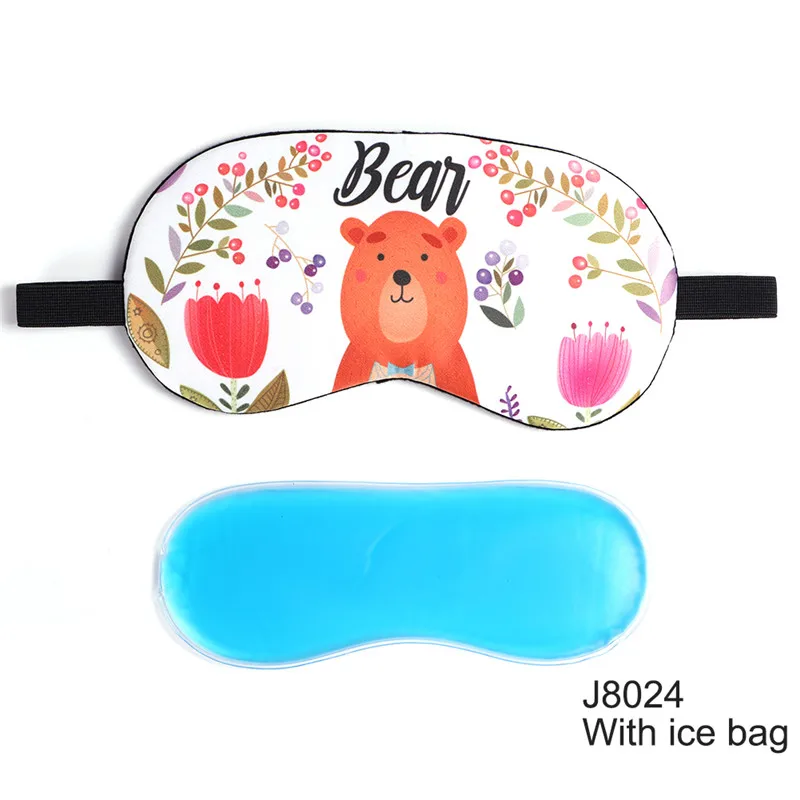 Funny Cartoon Eye Cover Sleeping Mask Creative Eyepatch Sleep Mask Travel Relax Eye Band Sleeping Aid Kids Blindfold - Цвет: J8024 with ice bag