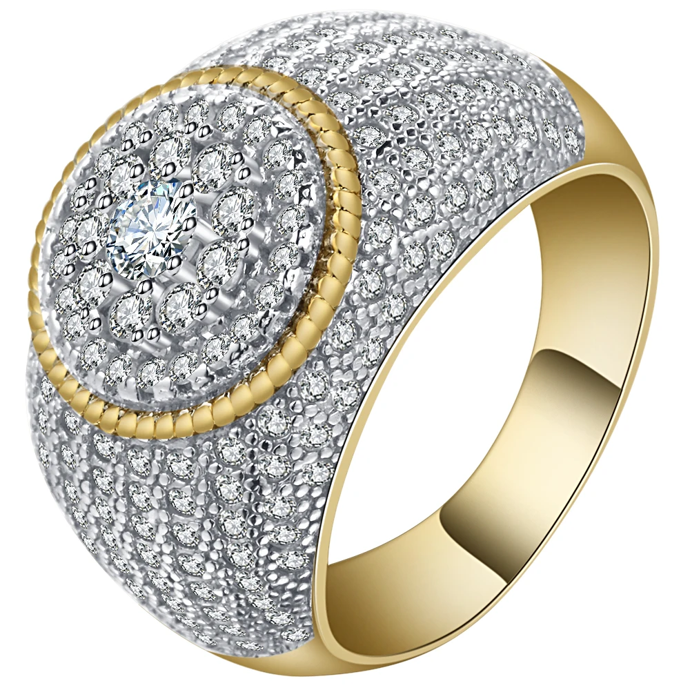 Latest Micro Pave Cubic Zirconia Big Round Rings Gold Color Amazing