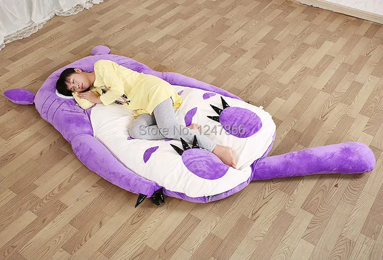 200*120 см гигант большой Тоторо Кровать Диван Мягкие плюшевые пены памяти наматрасник мультфильм татами фиолетовый спальный кровать