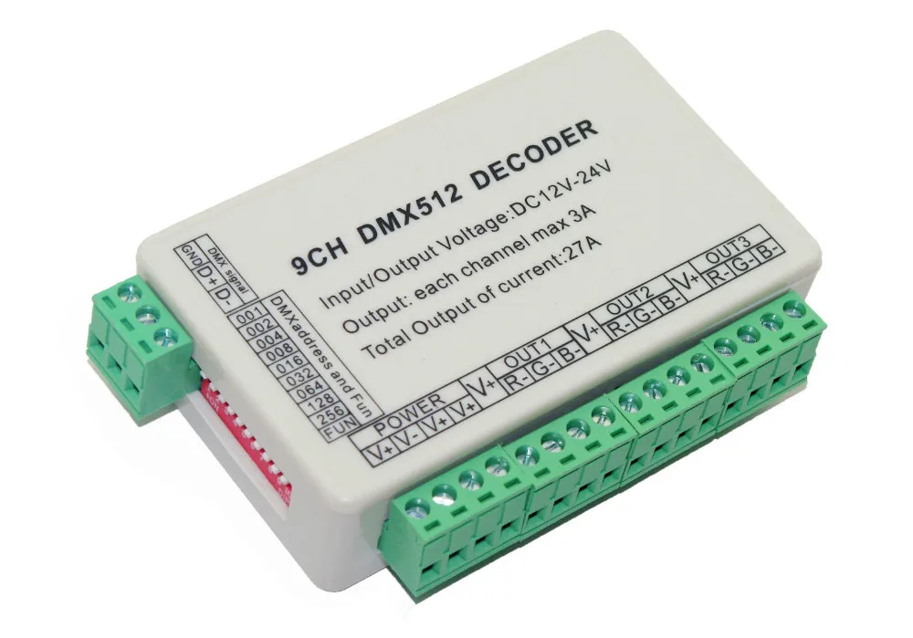 Бесплатная доставка 9ch Dmx512 декодер светодиодный контроллер 9 каналов Dmx 512 Диммер 3