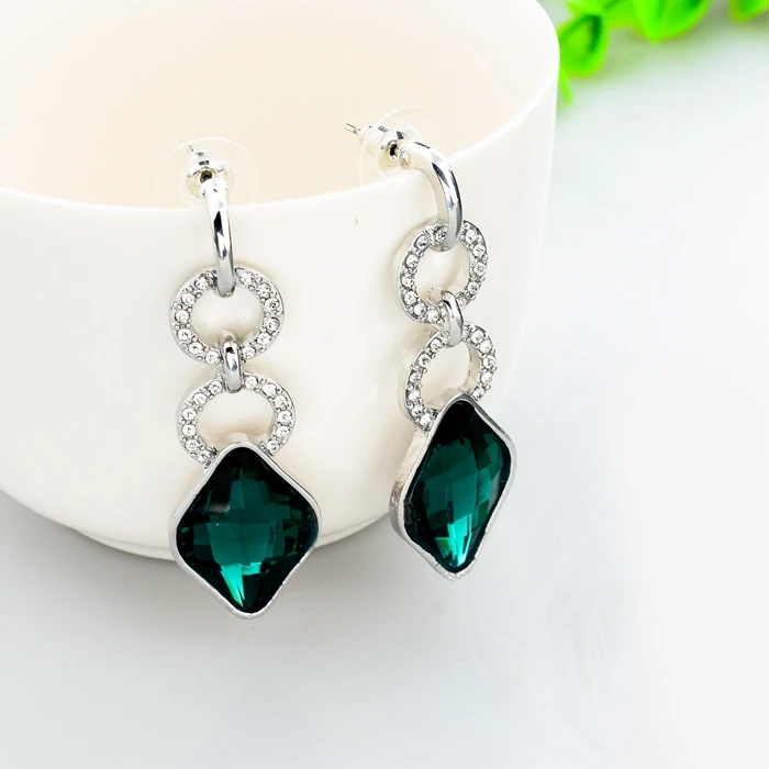 Серьги подвески женские серебряные с австрийскими кристаллами|dangling earrings for