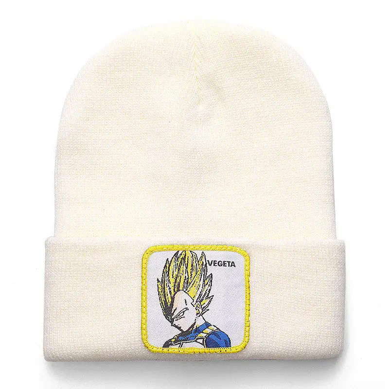 Dragon Ball Z GOKU Beanie Hat высококачественные хлопковые повседневные шапочки для мужчин и женщин теплая вязаная зимняя шапка модная однотонная Кепка в стиле унисекс - Цвет: vegeta white