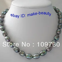 Ювелирные изделия 00566 потрясающие блеск 13 мм черный пресноводные ожерелье