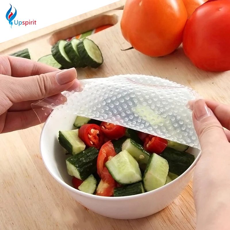 Новый 4 шт.. многоцелевая пищевая свежая сохраняя Saran wrap кухонные инструменты многоразовая силиконовая пищевая wrap s Seal Вакуумная крышка стрейч - изображение