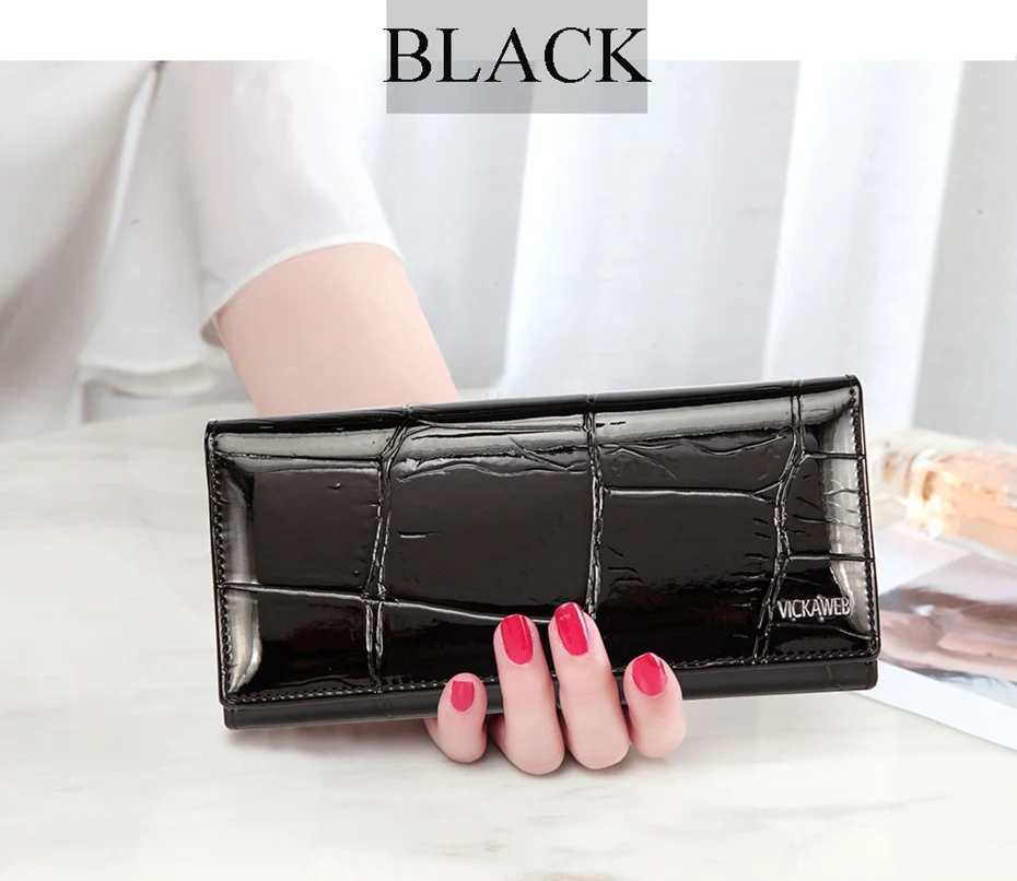 VICKAWEB Magnetic Hasp Wallet Women Genuine Leather Wallet Female Fashion Women Wallets Long Womens Wallets and Lady Coin Purses-VK1777-012