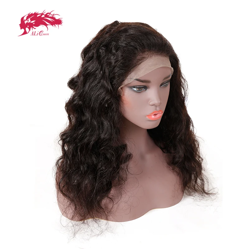 Али queen hair 150% плотность Реми распущенные волосы волна натуральный черный Цвет 13x4 Синтетические волосы на кружеве человеческих волос парики