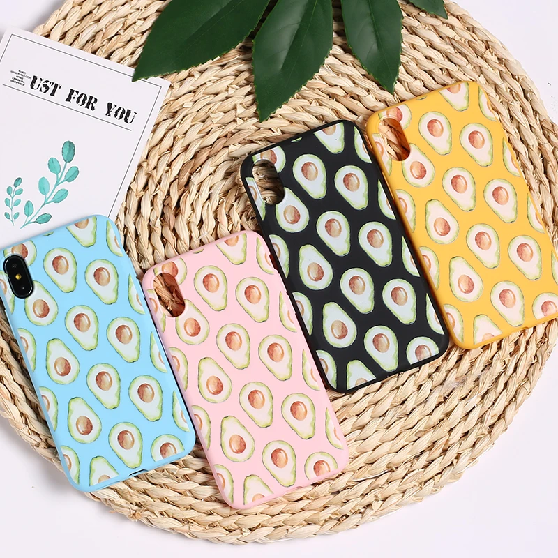 

Cute Avocado Food Pattern Cute Soft TPU Silicone Matte Case Fundas Coque Cover For iPhone 11 6 6S 5 5S 8 8Plus X 7 7Plus XS Max