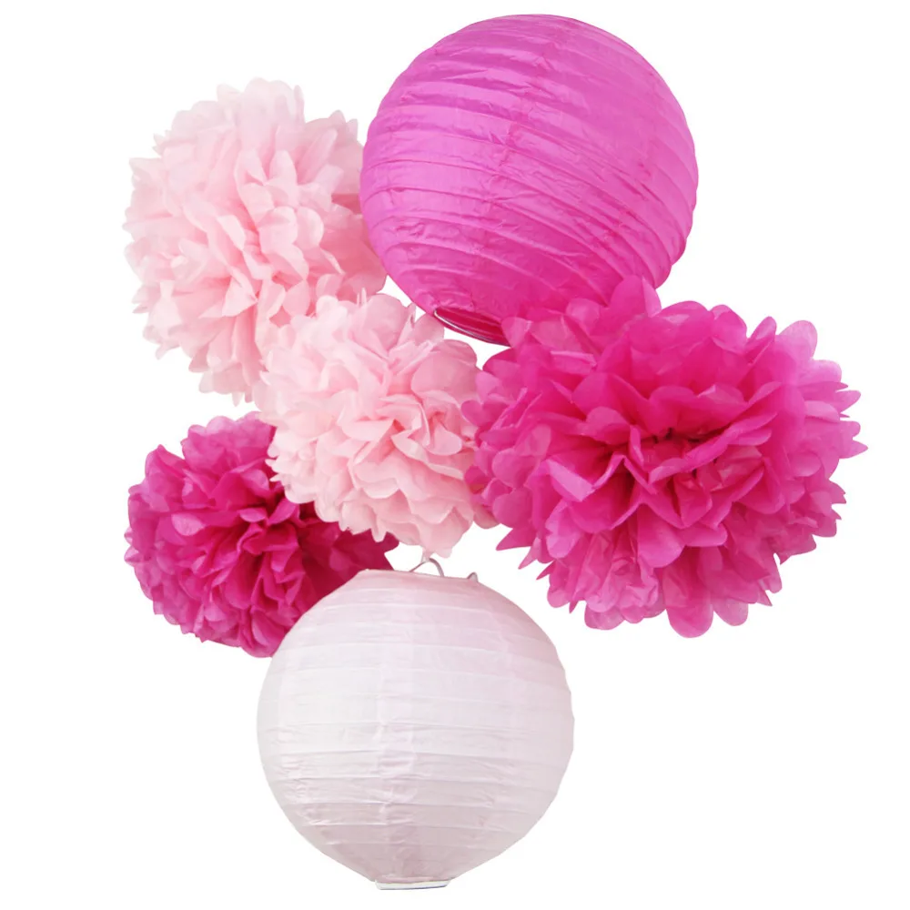 (Pink Fuchsia)6pcs Honeycomb Paper Decoration Set ...