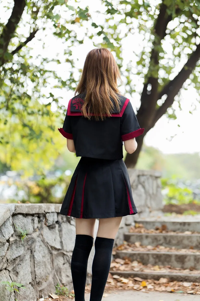 UPHYD/японская форма для девочек-подростков, топ+ юбка+ галстук, волшебные татуировки, вышивка, костюм моряка, школьная форма аниме, S-XXL