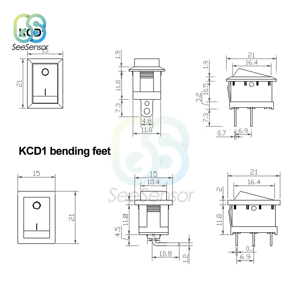 5Pcs/lot KCD1 Rocker Switch Power Switch ON-OFF 2 Position ON-OFF-ON 3 Position 2Pins 3Pins 4Pins 6Pins 6A 250VAC/ 10A 125VAC