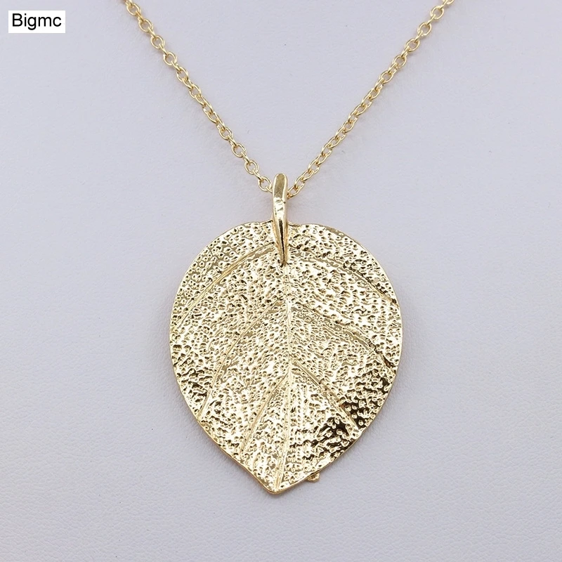 Fashion Leaves Necklace Cheap Women simple Gold Color Chain Long