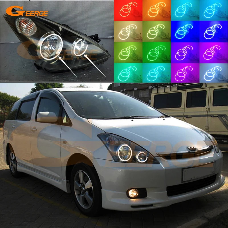 For TOYOTA WISH 2003 2004 2005 Excellent Angel Eyes Multi-Color Ultrabright RGB LED Angel Eyes kit Halo Rings for ford maverick 2005 2006 2007 excellent led angel eyes kit multi color ultra bright rgb led angel eyes halo rings