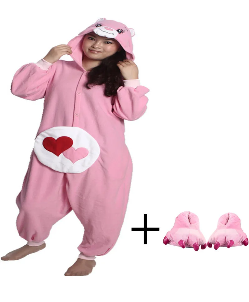 Care Bears Onesie Cartoon Animal Jumpsuits Pajamas With Shoes For