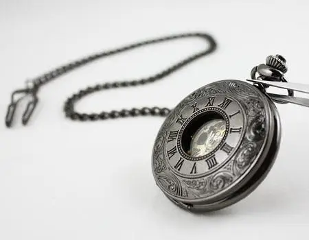 

wholesale 2011 HOT New Lace Dress Pocket Watch Gun color Mechanical Mens freeship