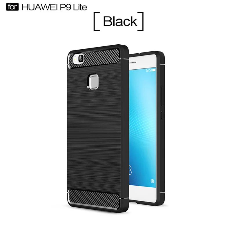 

1Pcs Luxury Mobile Phone Cases for Huawei P9 Lite Silicone Drop Protection Gel carbon fiber Soft Shell