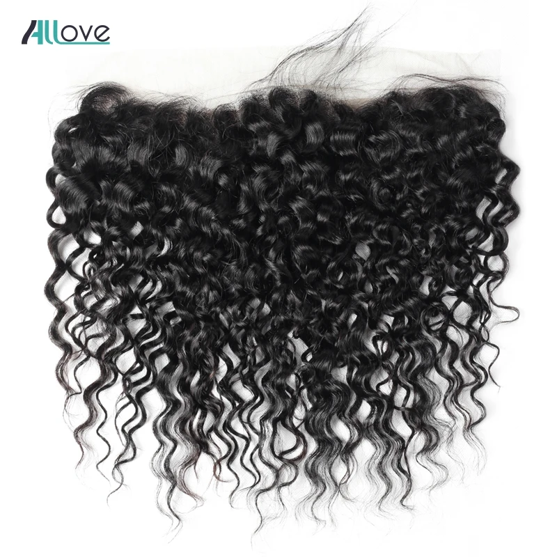 Allove Water Wave Frontal Closure 8-20inch Peruvian Hair Closure Swiss Lace 13x4 Ear To Ear Frontal