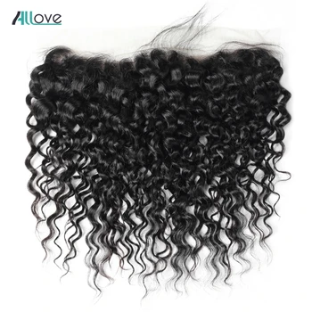 

Allove Water Wave Frontal Closure 8-20inch Peruvian Hair Closure Swiss Lace 13x4 Ear To Ear Frontal Closure Non Remy Human Hair