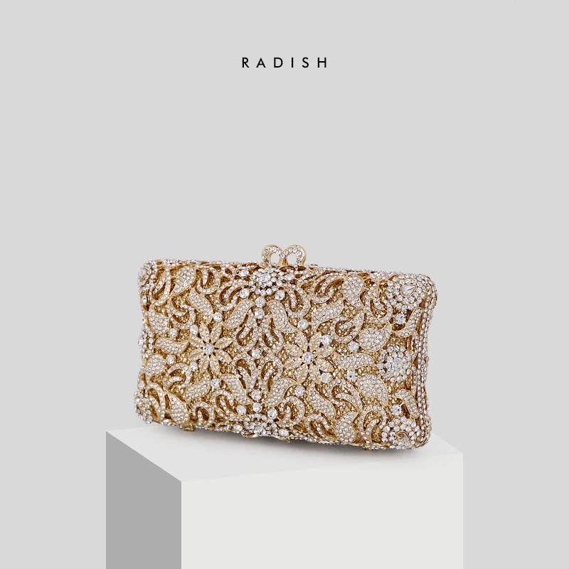 

RADISH Crystal Clutch Evening Purse Bag 2018 New Fashion Women Luxury Design And Color Diamonds Wedding Party Dinner Handbag