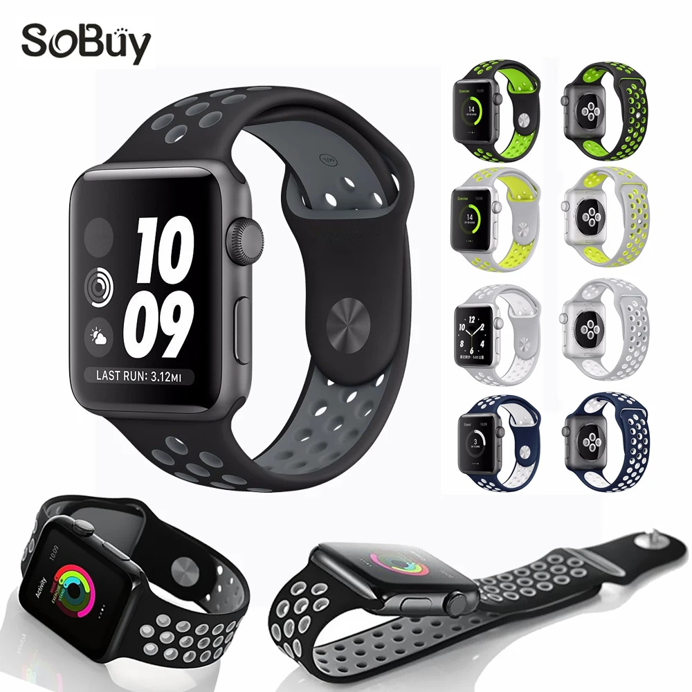 

Sport Silicone band strap For Apple watch Nike/Edition correa 42mm 38mm rubber bracelet wrist belt for iwatch bands Series 3/2/1