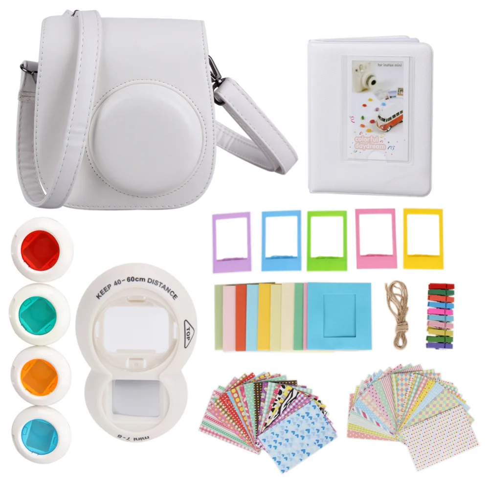 

Camera Accessories for Fujifilm Instax Mini 8 Camera Case Leather Camera Bag+adjustable Strap/Selfie Lens/Filters/Album and more