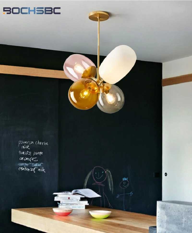 BOCHSBC 2019 NEW Color Balloon Stained Glass Ball Pendant Lamp For Children Bedroom Nordic Modern Light Hanging Fixture Hanglamp 6