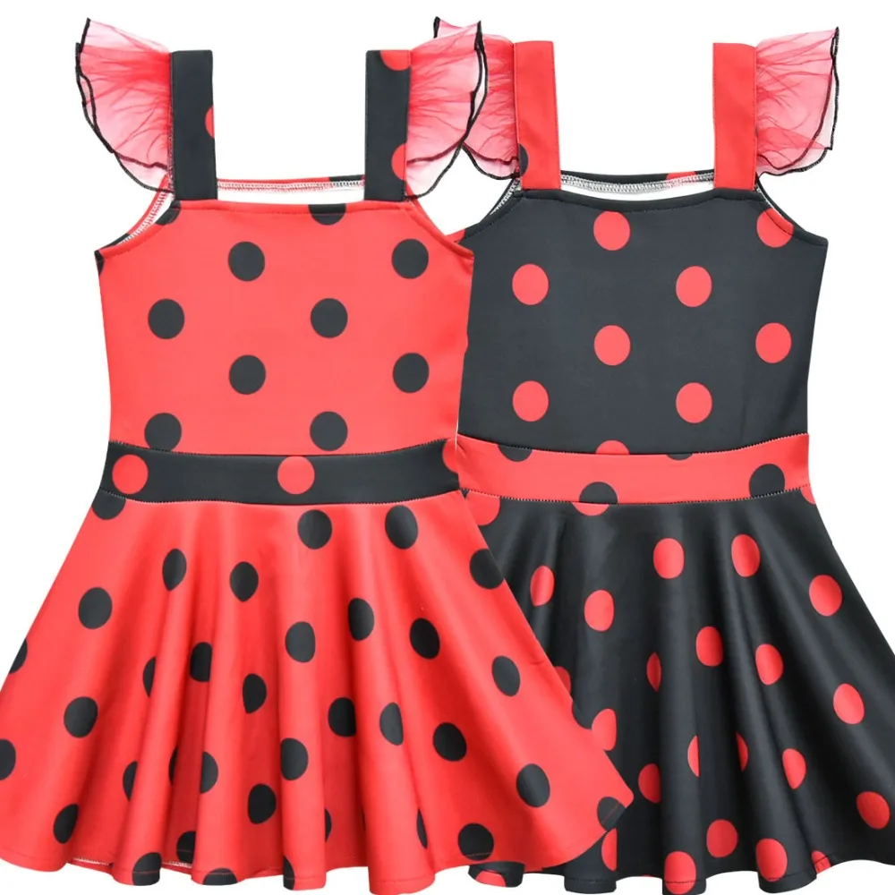 

Princess Dress For Halloween Baby Lady Bug Dots Frocks Little Girls Clothes Summer Off Shoulder Party Clothes Toddler Costumes