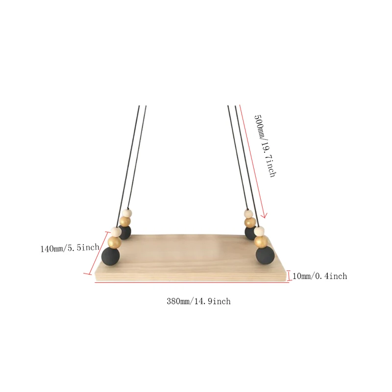 Деревянный стеллаж для хранения в скандинавском стиле, полки из соснового дерева с бусинами для детской комнаты, декоративная Подвесная подставка, украшения для дома - Цвет: H