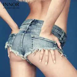 Innor Sexy Booty Шорты для женщин Для женщин жаркое лето мини Джинсы для женщин Джинсовые шорты дамы кисточкой для клубной вечеринки пикантные