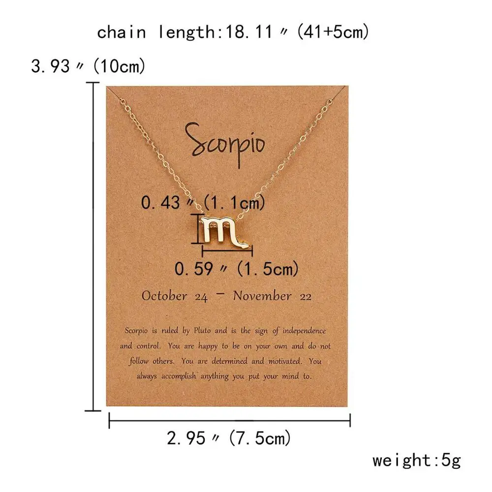 Rinhoo стиль 12 Созвездие подвеска ожерелье с картой Знак зодиака золотое ожерелье для женщин и мужчин подарки на день рождения ювелирные изделия - Окраска металла: 10