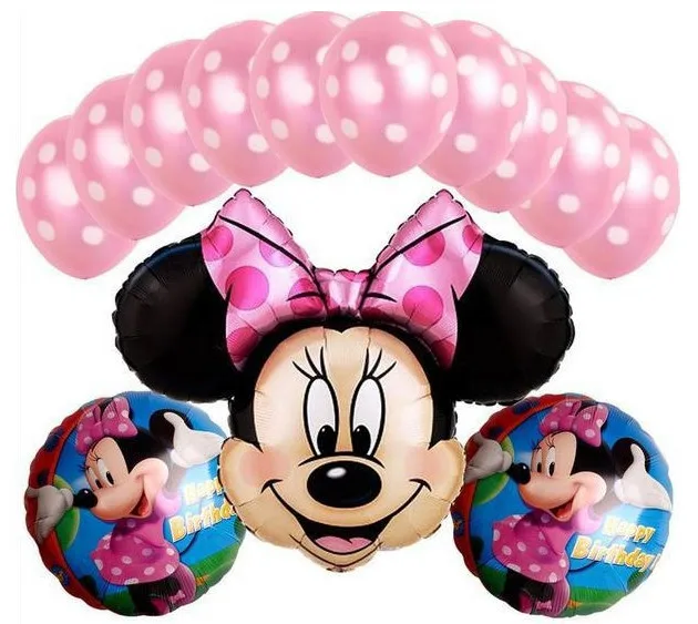 13 PCS/lot Minnie Mouse Theme Party Decoration Balloons Foil Balloon ...